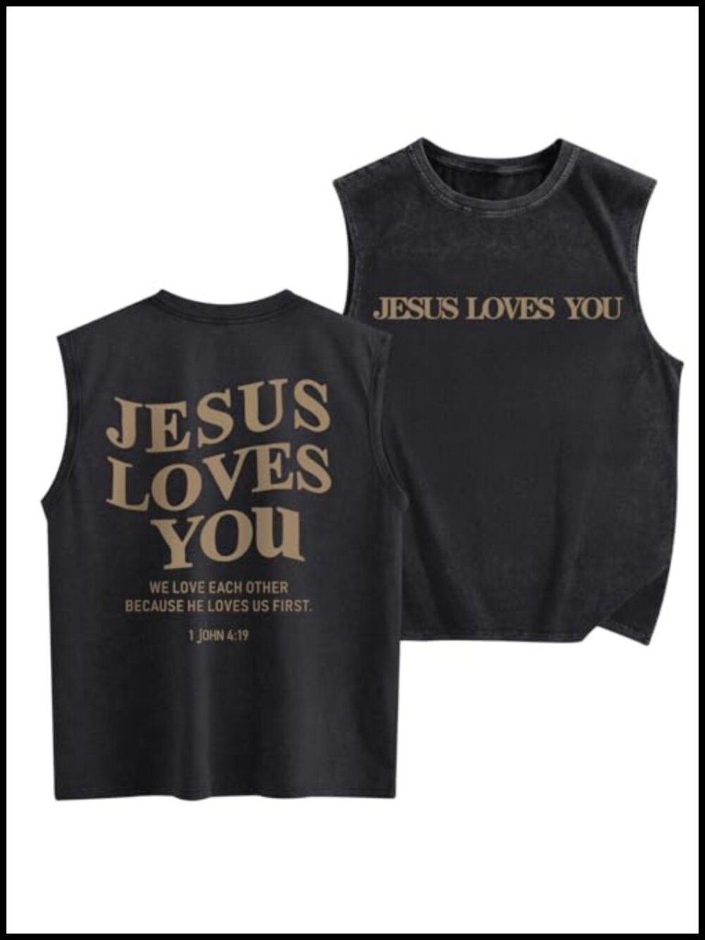 Mens Christian Graphic Tank Top Sleeveless Muscle Shirt Gym Workout Acid Wash